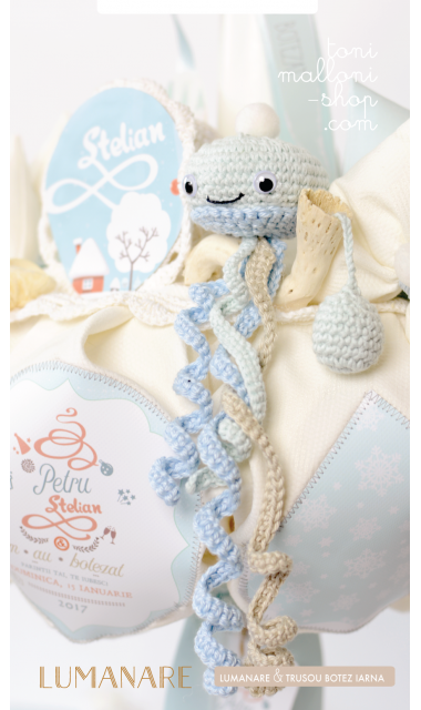 Trusou de botez cu broderie personalizata pentru baieti, Un meduz si un pestisor 14